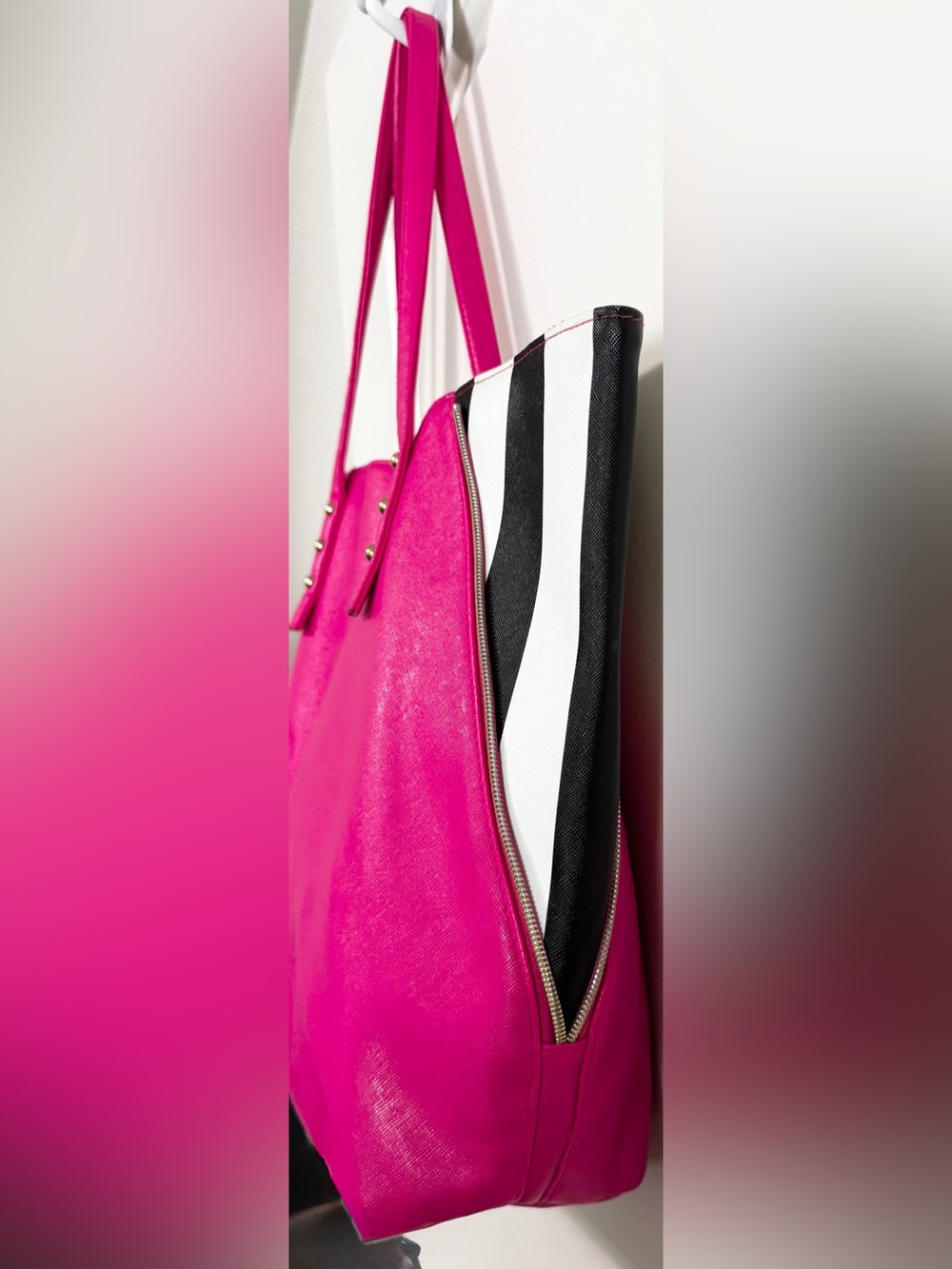 Juicy Couture Fuchsia Stripe Tote Bag - Picture 8 of 16